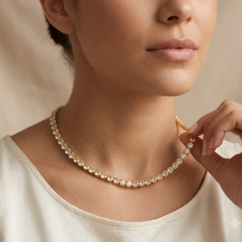 Colar Choker Riviera de Zircônias | Folheado Ouro 18k