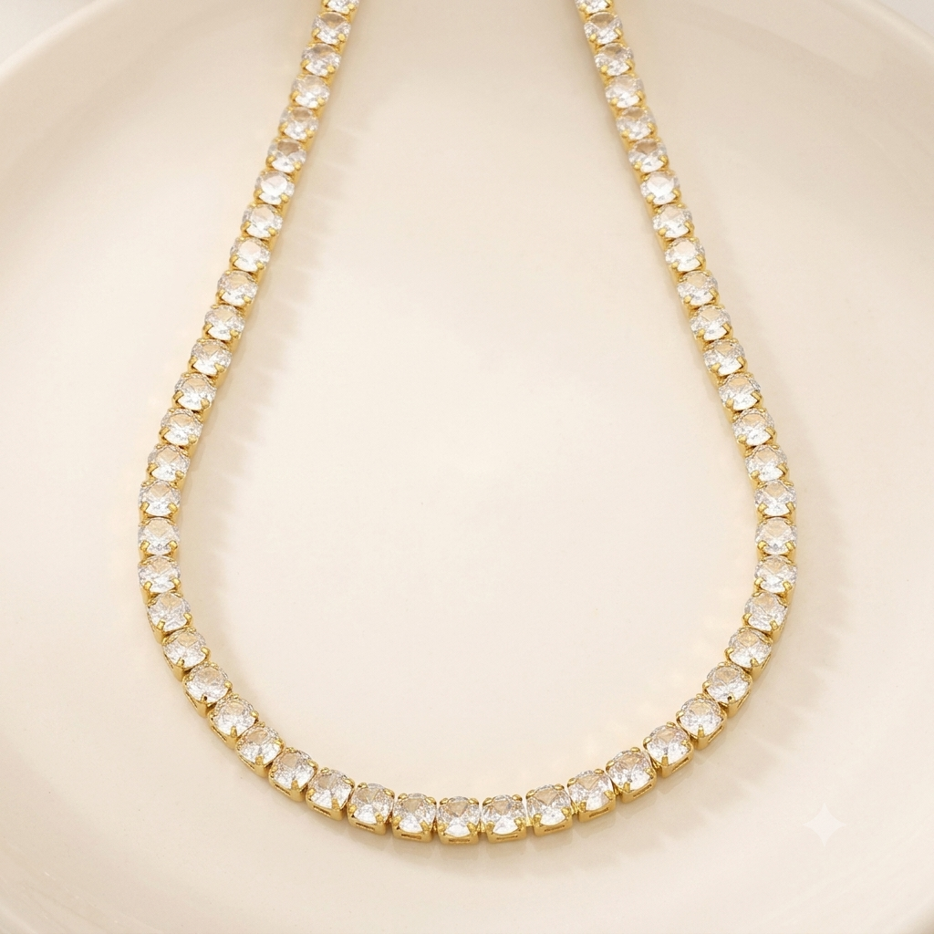 Colar Choker Riviera de Zircônias | Folheado Ouro 18k