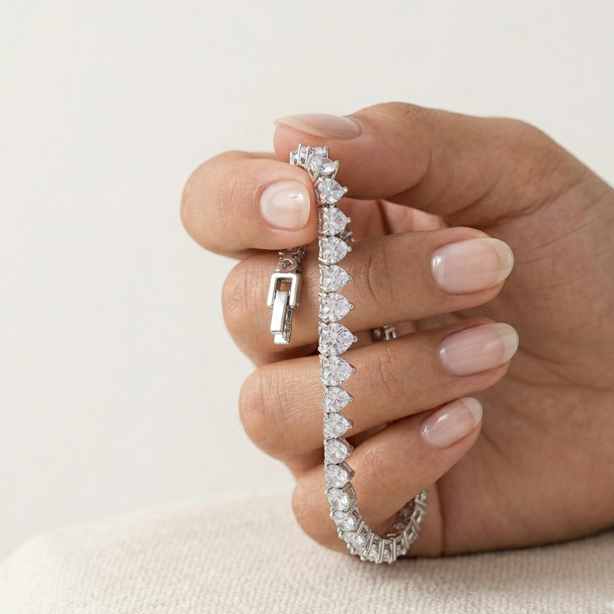 Pulseira Riviera de Zircônias Redondas | Folheado Ródio Branco