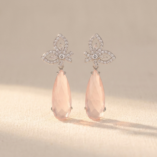 Brinco Gota com Zircônias | Rosa