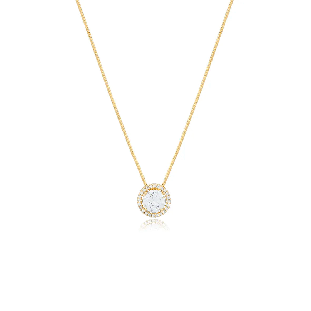 Conjunto Redondo Cravejado com Zircônias | Folheado Ouro 18k
