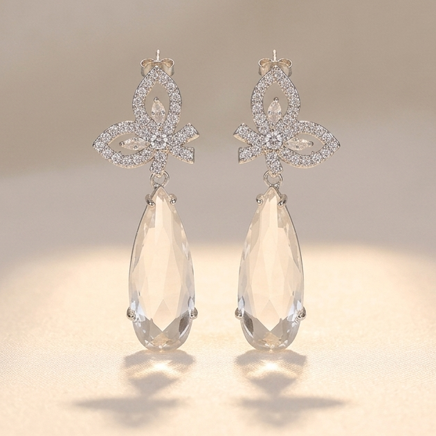 Brinco Gota com Zircônias | Cristal