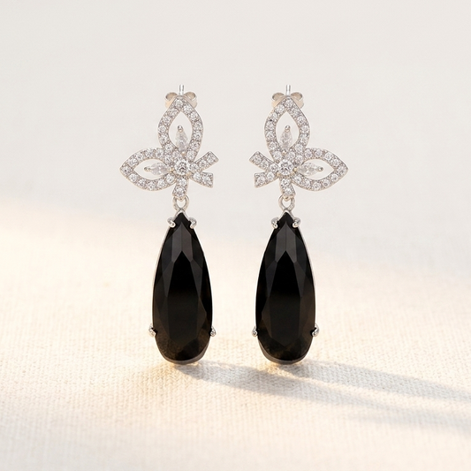 Brinco Gota com Zircônias | Preto