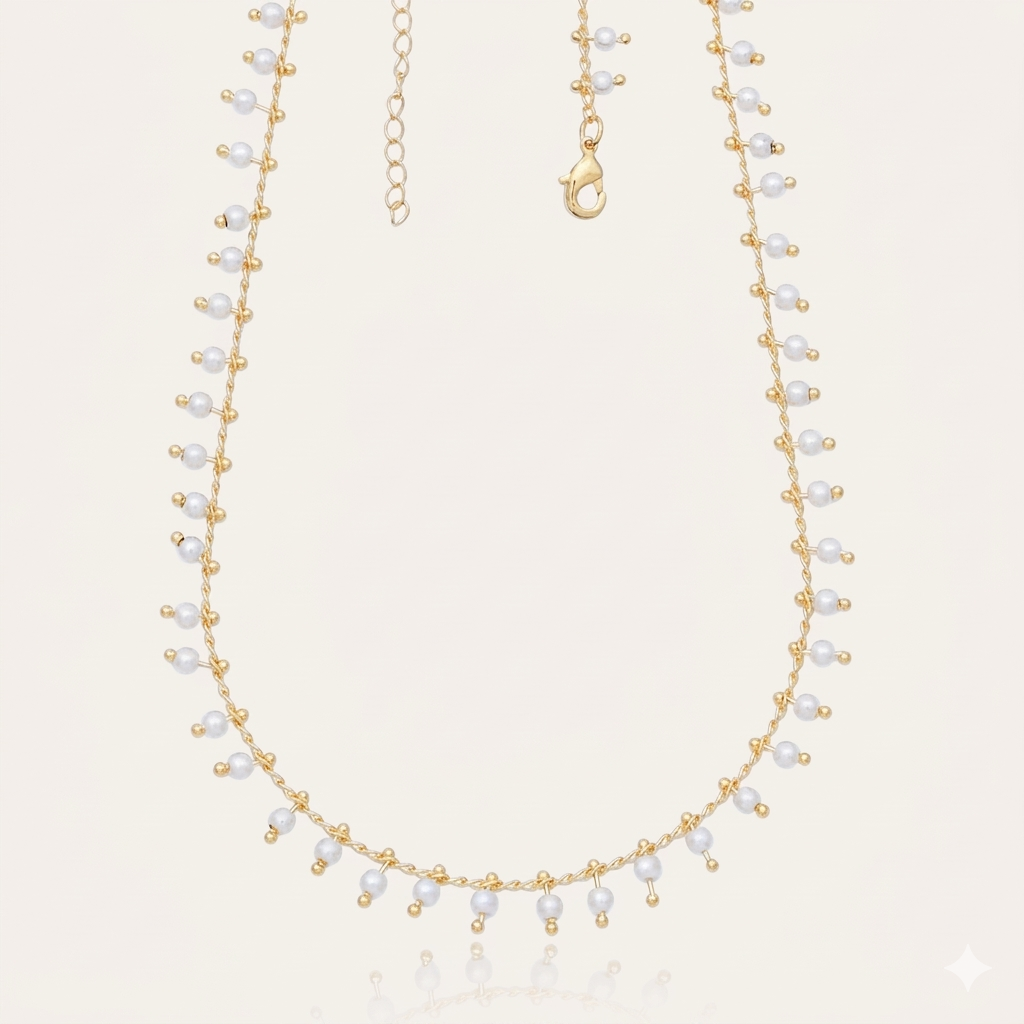 Choker Pérolas Delicadas | Folheado Ouro 18k