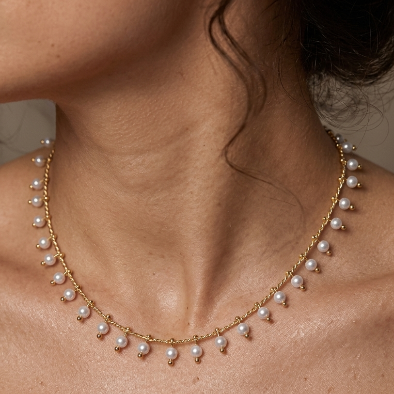 Choker Pérolas Delicadas | Folheado Ouro 18k