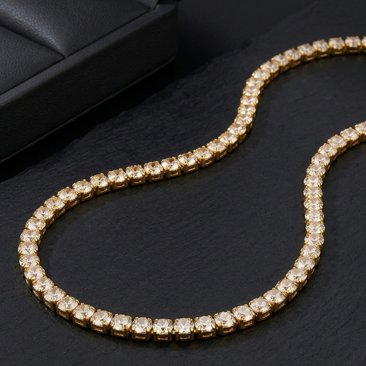 Colar Choker Riviera de Zircônias | Folheado Ouro 18k