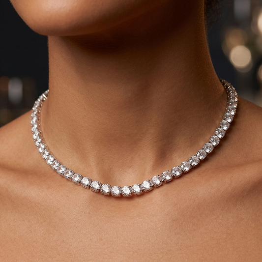 Colar Choker Riviera de Zircônias | Folheado Prata 1000