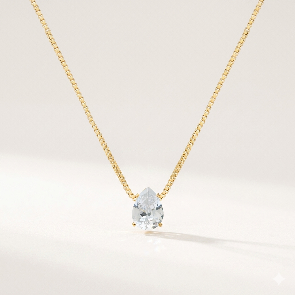 Colar Gota Zircônia | Folheado Ouro 18k