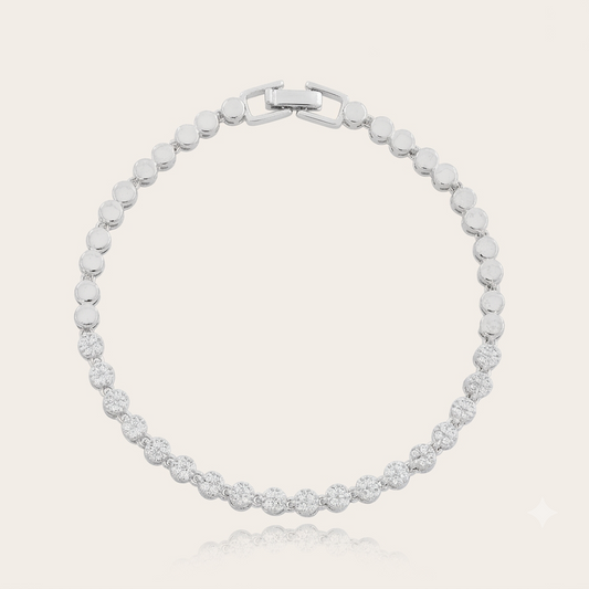 Pulseira com Círculos Cravejados com Zircônias | Folheado Ródio Branco